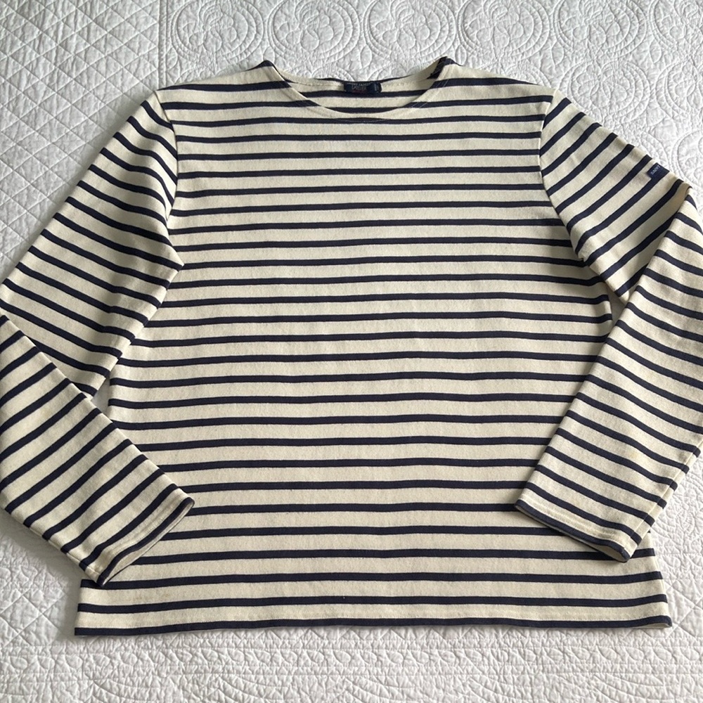 Saint James Breton Striped Top Boyfriend Meridien Modern Unisex Cream Navy XXL - Picture 3 of 17